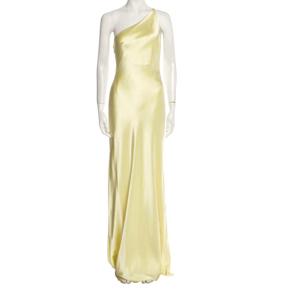 Galvan London Yellow One Shoulder Gown