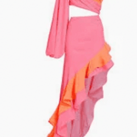 Bronx And Banco Pink & Orange One-shoulder Gown — image 1