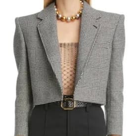 Saint Laurent Cropped Checkered Blazer + Leggings Set — image 1