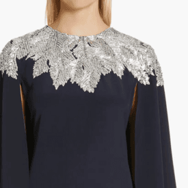 Oscar De La Renta Cape Gown Navy — image 3