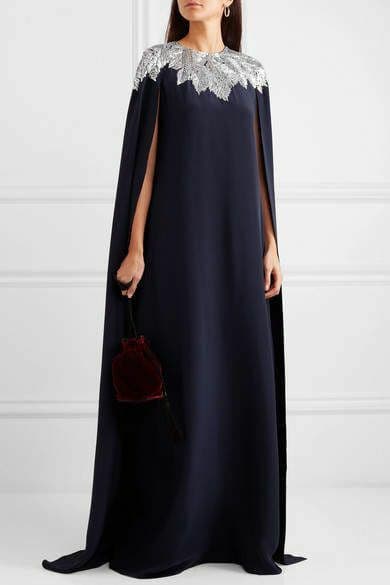 Oscar De La Renta Cape Gown Navy