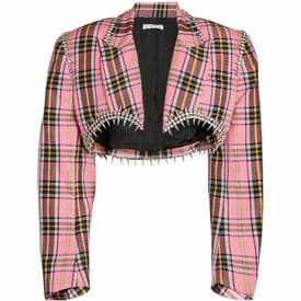 Area Pink Plaid Crystal Mini Dress And Blazer — image 2