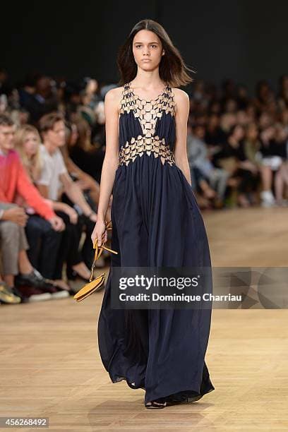 Chloé Ring-accented Navy Maxi Dress