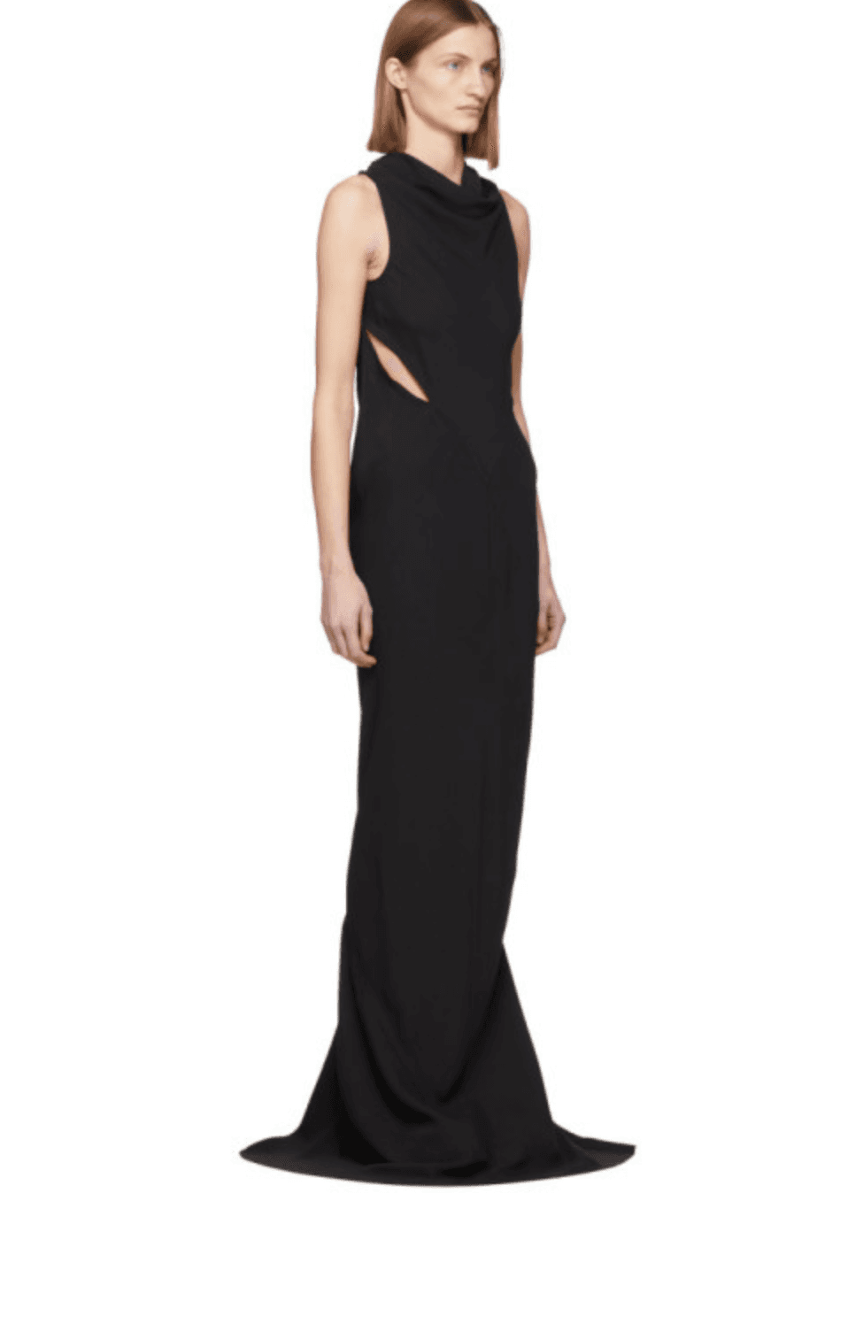 Rick Owens Draped Cutout Open-back Satin Gown Black