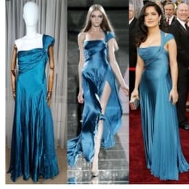 Versace Vintage 2006 Runway Vintage Silk Turquoise Blue Gown With Slit — image 1