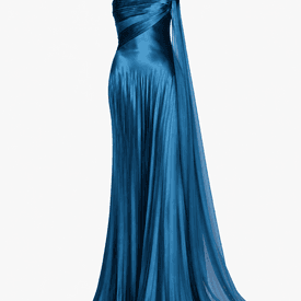 Versace Vintage 2006 Runway Vintage Silk Turquoise Blue Gown With Slit — image 2