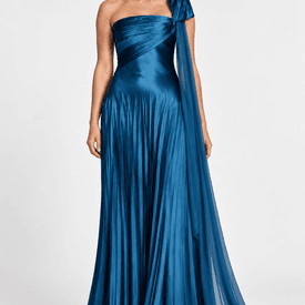 Versace Vintage 2006 Runway Vintage Silk Turquoise Blue Gown With Slit — image 3