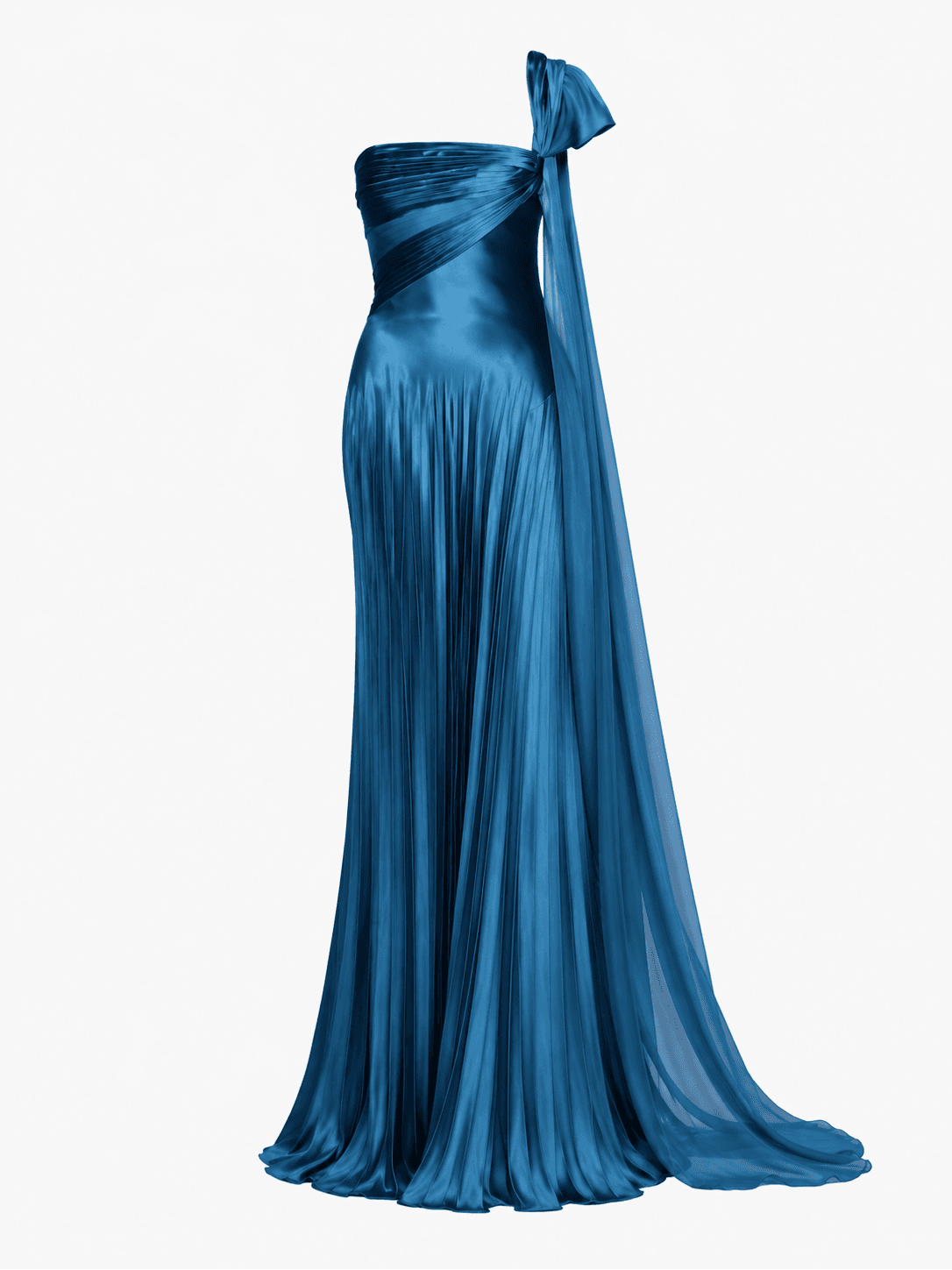 Versace Vintage 2006 Runway Vintage Silk Turquoise Blue Gown With Slit