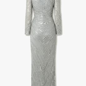 Jenny Packham Sage Green Sequin Embellished Long Sleeved Gown — image 2