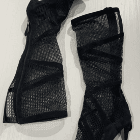 Alaia Black Preforated Peep Toe Boots — image 1