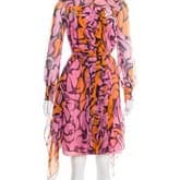 Miu Miu Resort 2015 Pink Orange Printed Midi Dress — image 1