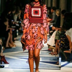 Miu Miu Resort 2015 Pink Orange Printed Midi Dress — image 4