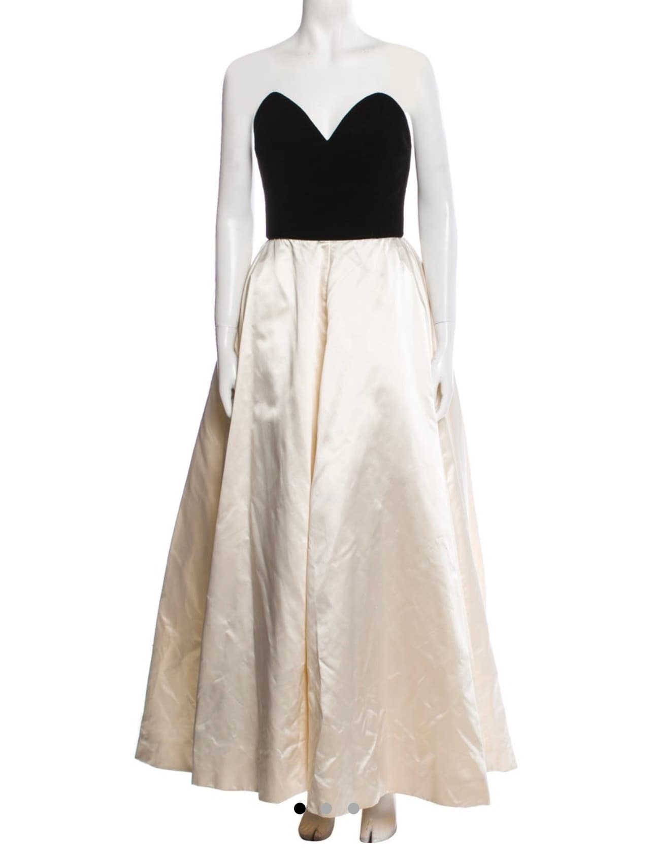 Oscar De La Renta Black And White Strapless Long Gown