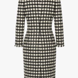 Oscar De La Renta Check Tweed Black And White Midi Dress — image 2