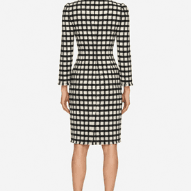 Oscar De La Renta Check Tweed Black And White Midi Dress — image 4
