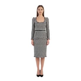 Oscar De La Renta Check Tweed Black And White Midi Dress — image 5