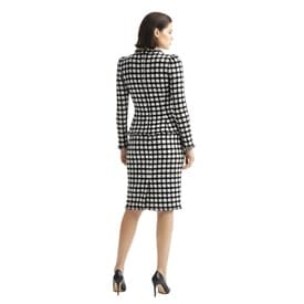 Oscar De La Renta Check Tweed Black And White Midi Dress — image 7