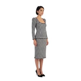 Oscar De La Renta Check Tweed Black And White Midi Dress — image 9