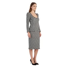 Oscar De La Renta Check Tweed Black And White Midi Dress — image 10