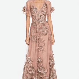 Marchesa Notte Pink Embroidered Gown — image 3