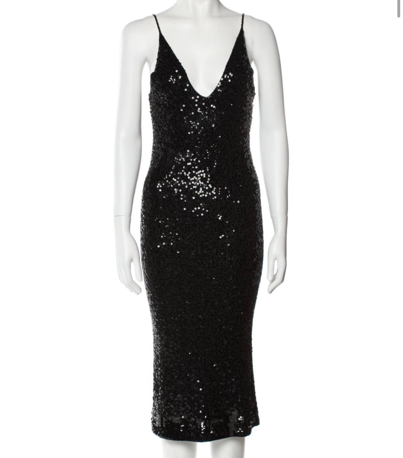 Donna Karan Sequin Cashmere Midi Length Dress