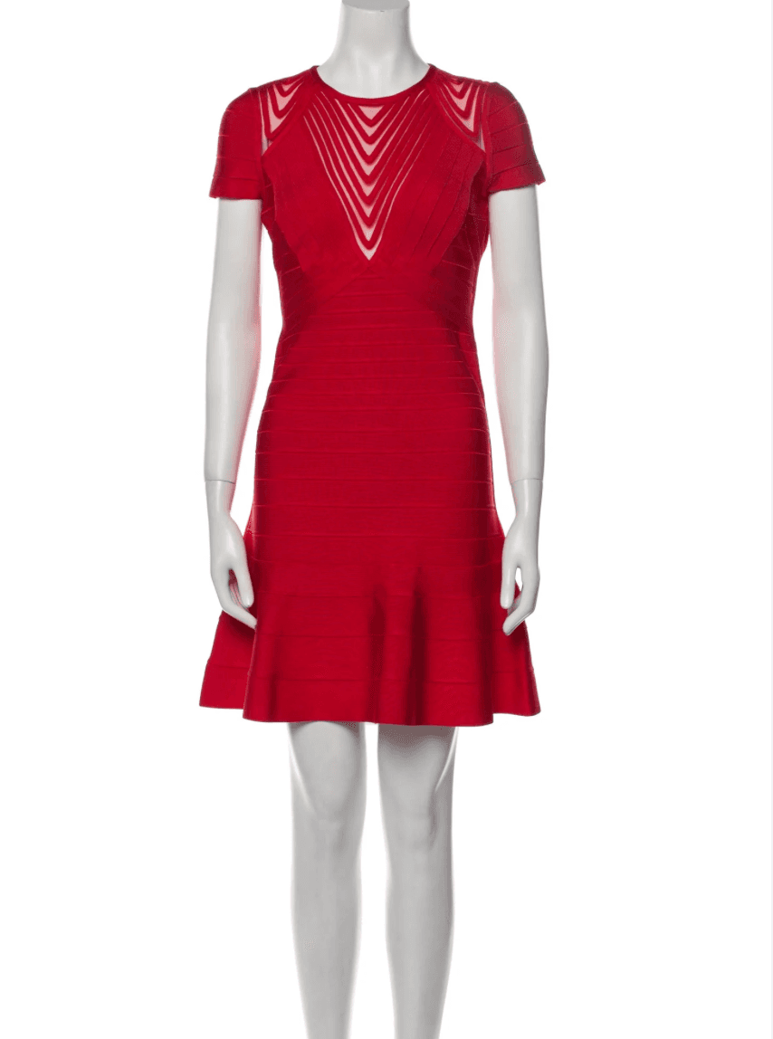 Herve Leger Crew Neck Mini Dress