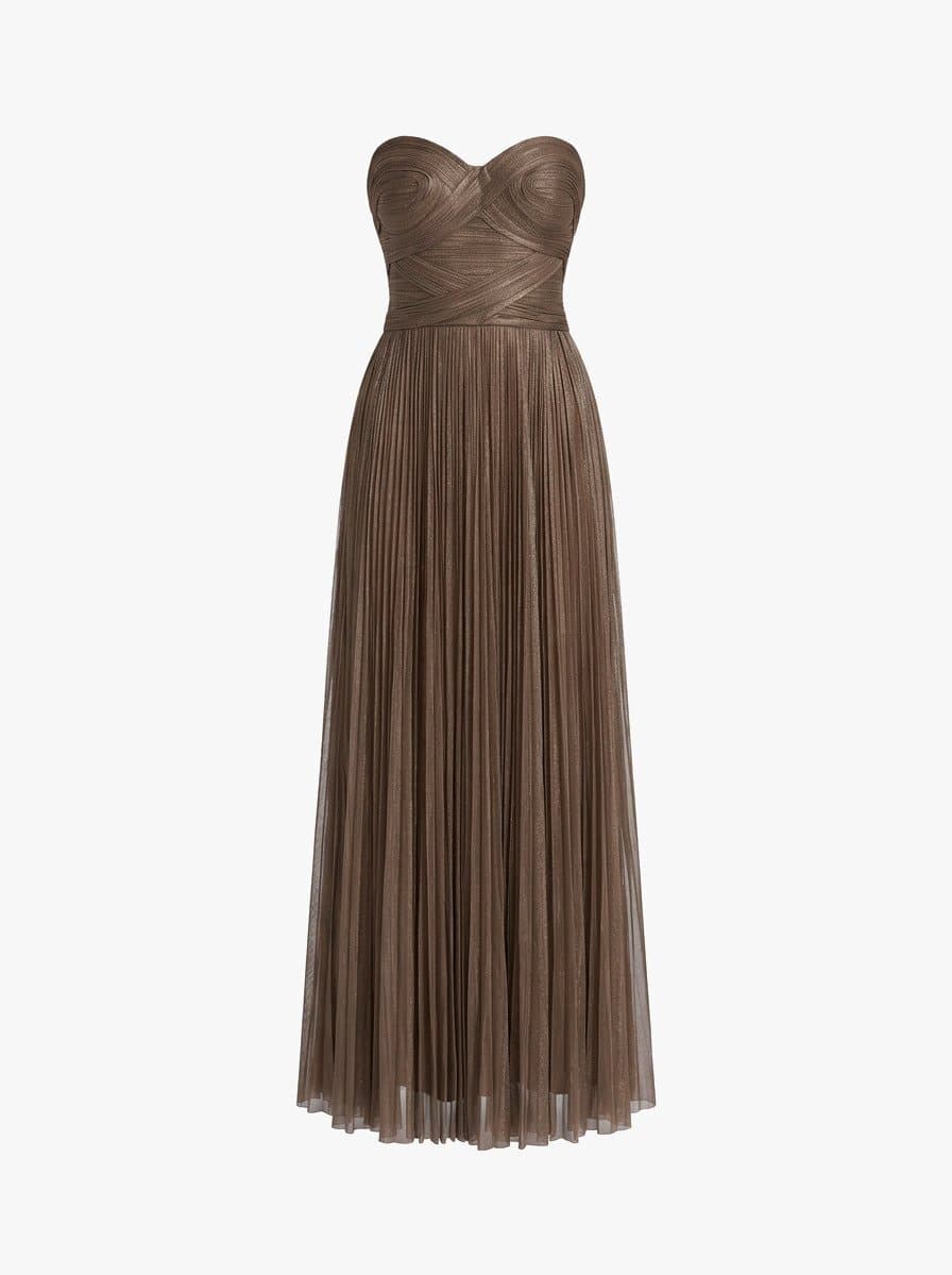 Maria Lucia Hohan Strapless Bronze Gown With Slit
