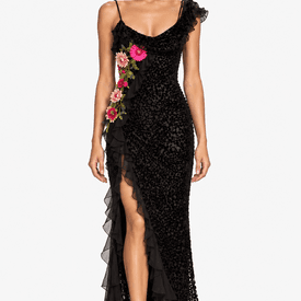 Vintage Christian Dior Dress With Embroidered Flowers — image 3