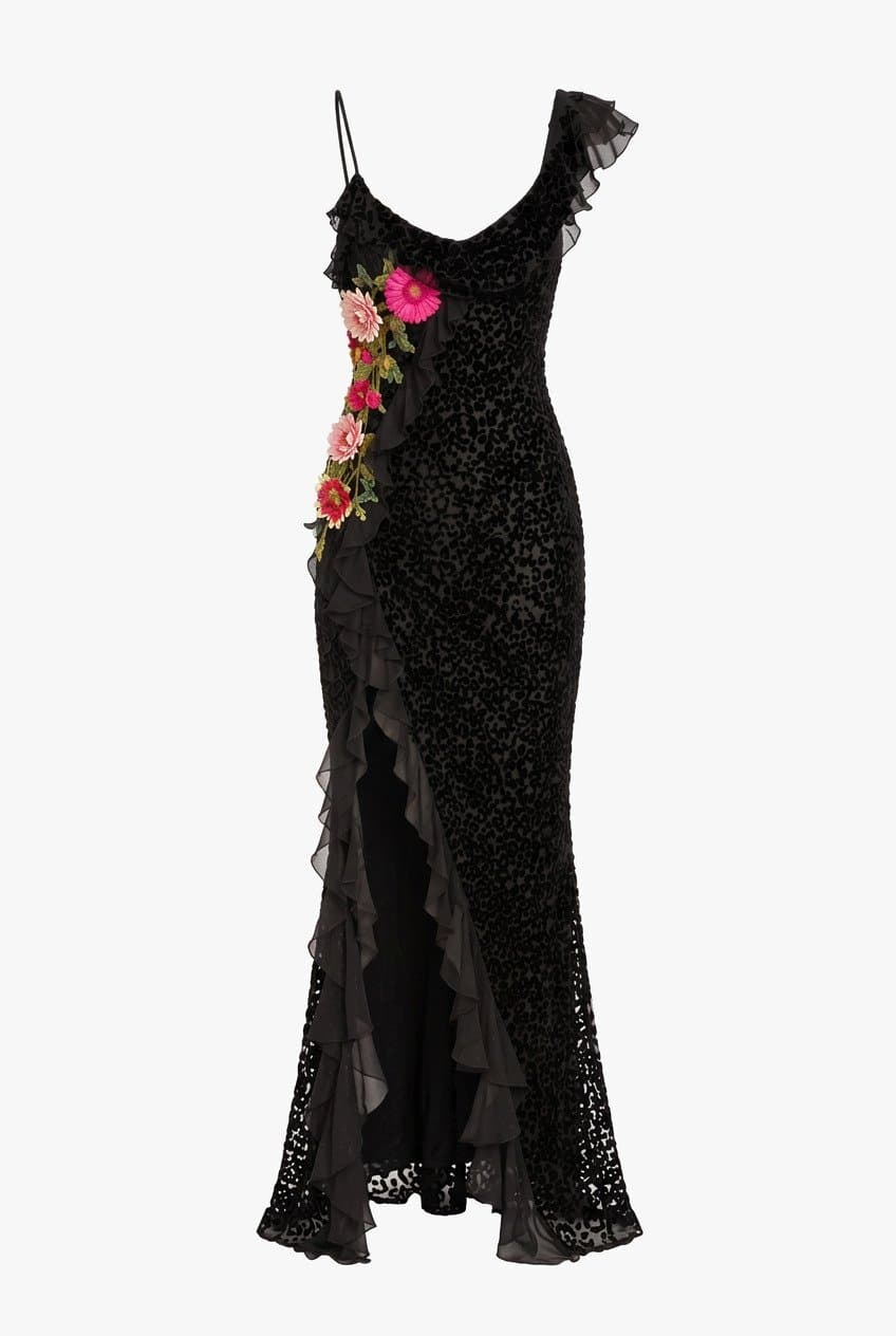 Vintage Christian Dior Dress With Embroidered Flowers