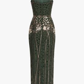 J Mendel Green Metallic Cut Out Gown — image 3