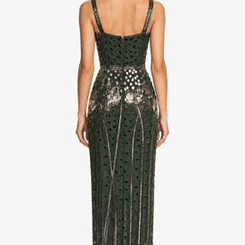 J Mendel Green Metallic Cut Out Gown — image 5
