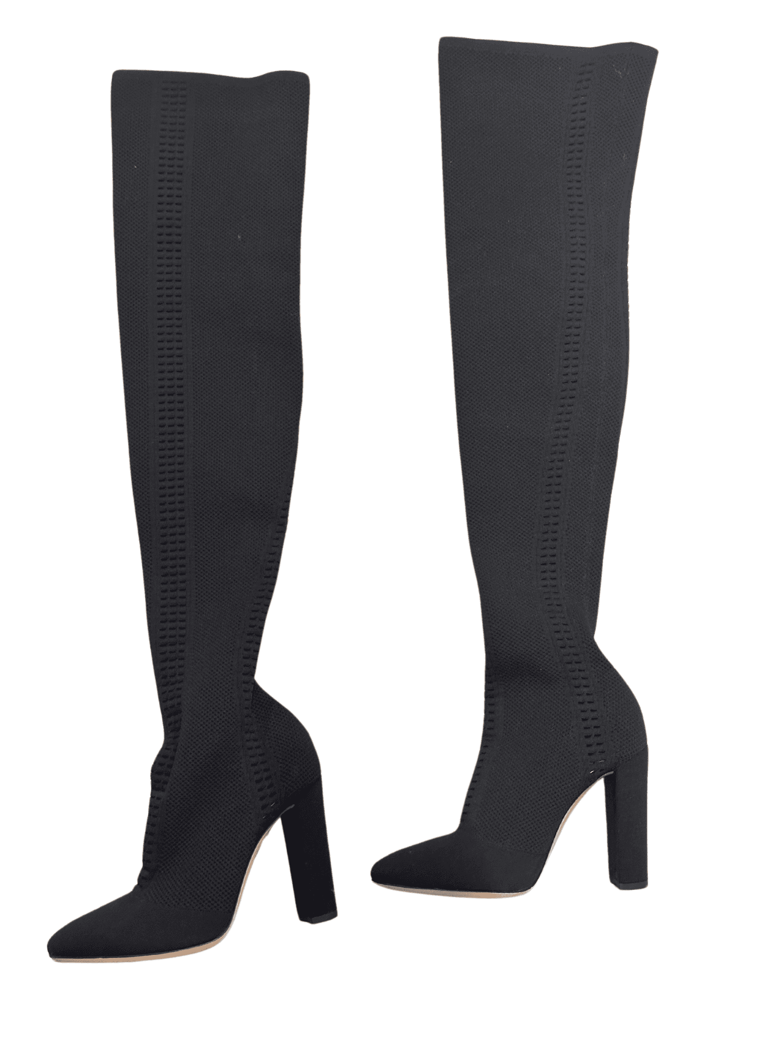 Consignment- Gianvito Rossi Black Stretch Knit Knee High Boots