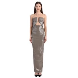 Rick Owens Prong Denim And Beige Sequin Column Dress — image 3