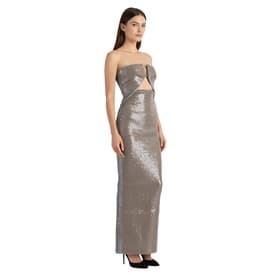 Rick Owens Prong Denim And Beige Sequin Column Dress — image 6