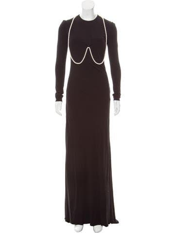 Cushnie Et Ochs Faux Pearl-accented Evening Gown