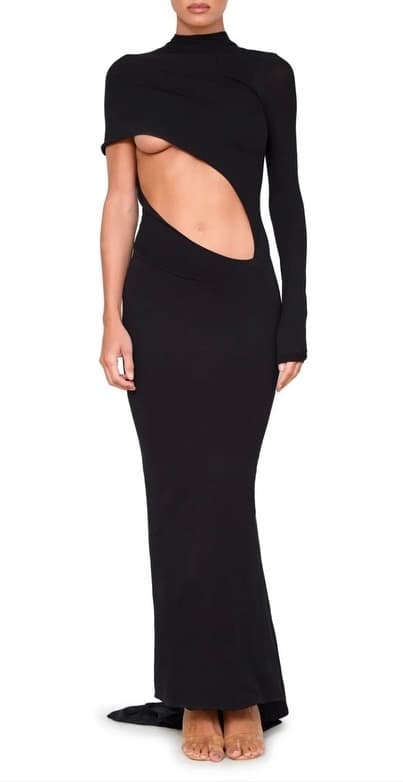 Laquan Smith Black Body-con Gown With Asymmetric Cut Out