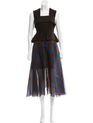 Delpozo Polka Dot Silk Dress