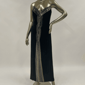 Vintage 80s Bob Mackie Black Silver Embellished Strapless Dress — image 1