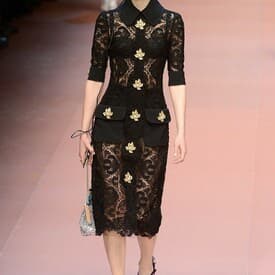 Dolce & Gabbana Embellished Lace Midi Dress With Gold Leaf Buttons — image 1