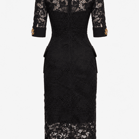 Dolce & Gabbana Embellished Lace Midi Dress With Gold Leaf Buttons — image 3