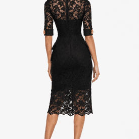 Dolce & Gabbana Embellished Lace Midi Dress With Gold Leaf Buttons — image 5
