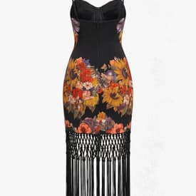 Roberto Cavalli Vintage Midi Dress Flowers And Tassles — image 2