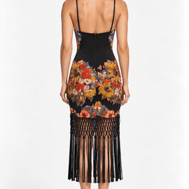 Roberto Cavalli Vintage Midi Dress Flowers And Tassles — image 4