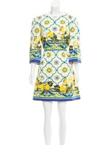 Dolce & Gabbana Tile & Lemon Print Jacquard Dress