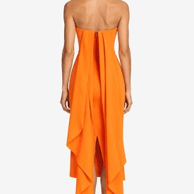 Alex Perry Orange Strapless Crepe Cocktail Midi Dress — image 4
