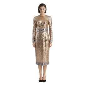 Tom Ford Gold And Silver Square Sequin Long Sleeve Midi Dress — image 3