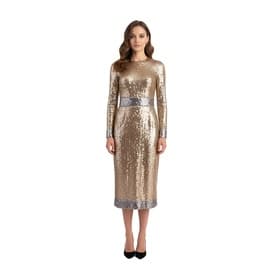 Tom Ford Gold And Silver Square Sequin Long Sleeve Midi Dress — image 4