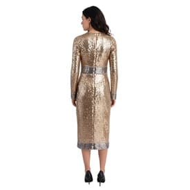 Tom Ford Gold And Silver Square Sequin Long Sleeve Midi Dress — image 6