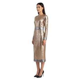 Tom Ford Gold And Silver Square Sequin Long Sleeve Midi Dress — image 7