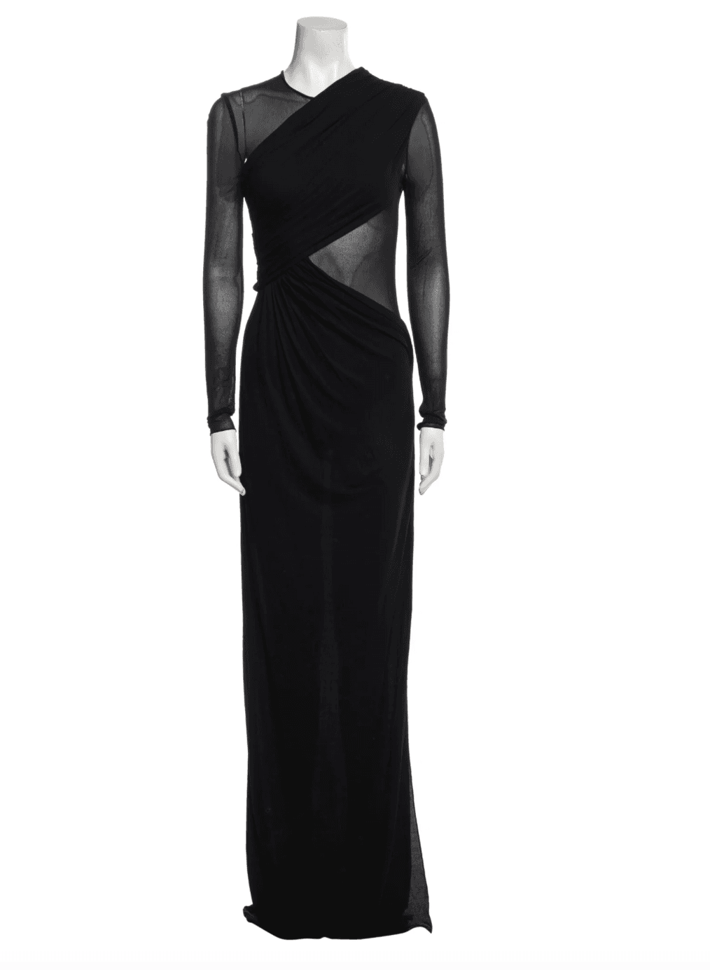 Saint Laurent Black Long Sleeve Mesh Gown